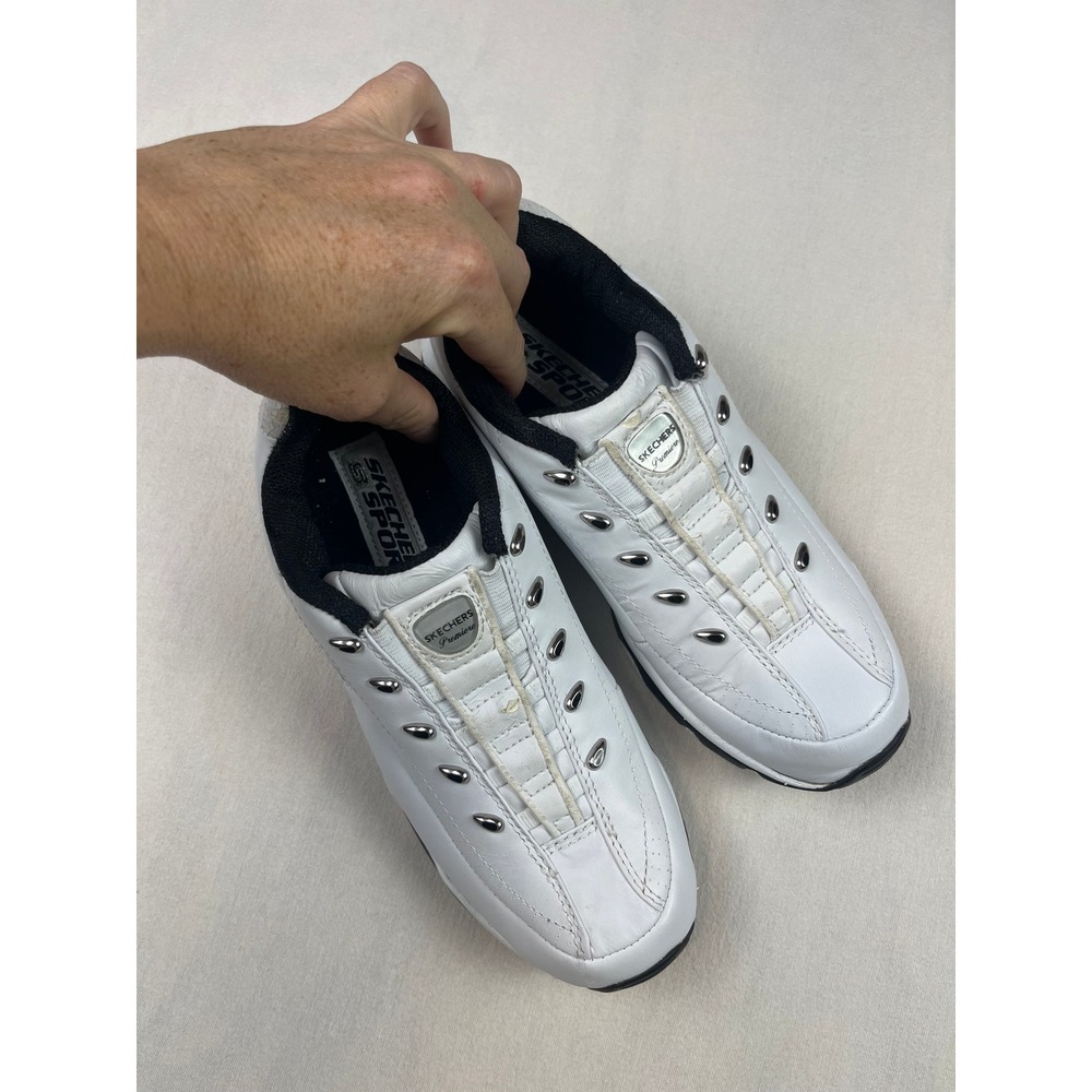 Skechers Sport Premiere White Black Leather Vintage Y2K Sneakers 6 Kids